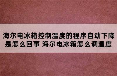 海尔电冰箱控制温度的程序自动下降是怎么回事 海尔电冰箱怎么调温度